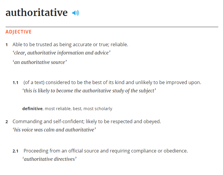 Oxford English Dictionary Definition of Authoritative