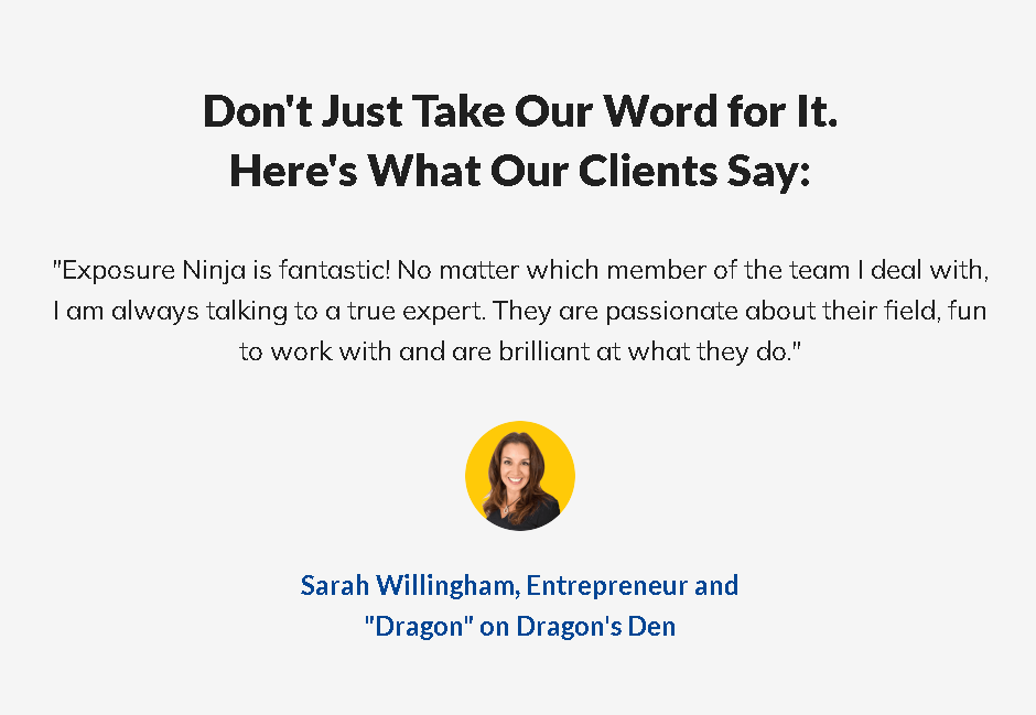 Example of a website testimonial. This one is from Sarah Willingham.