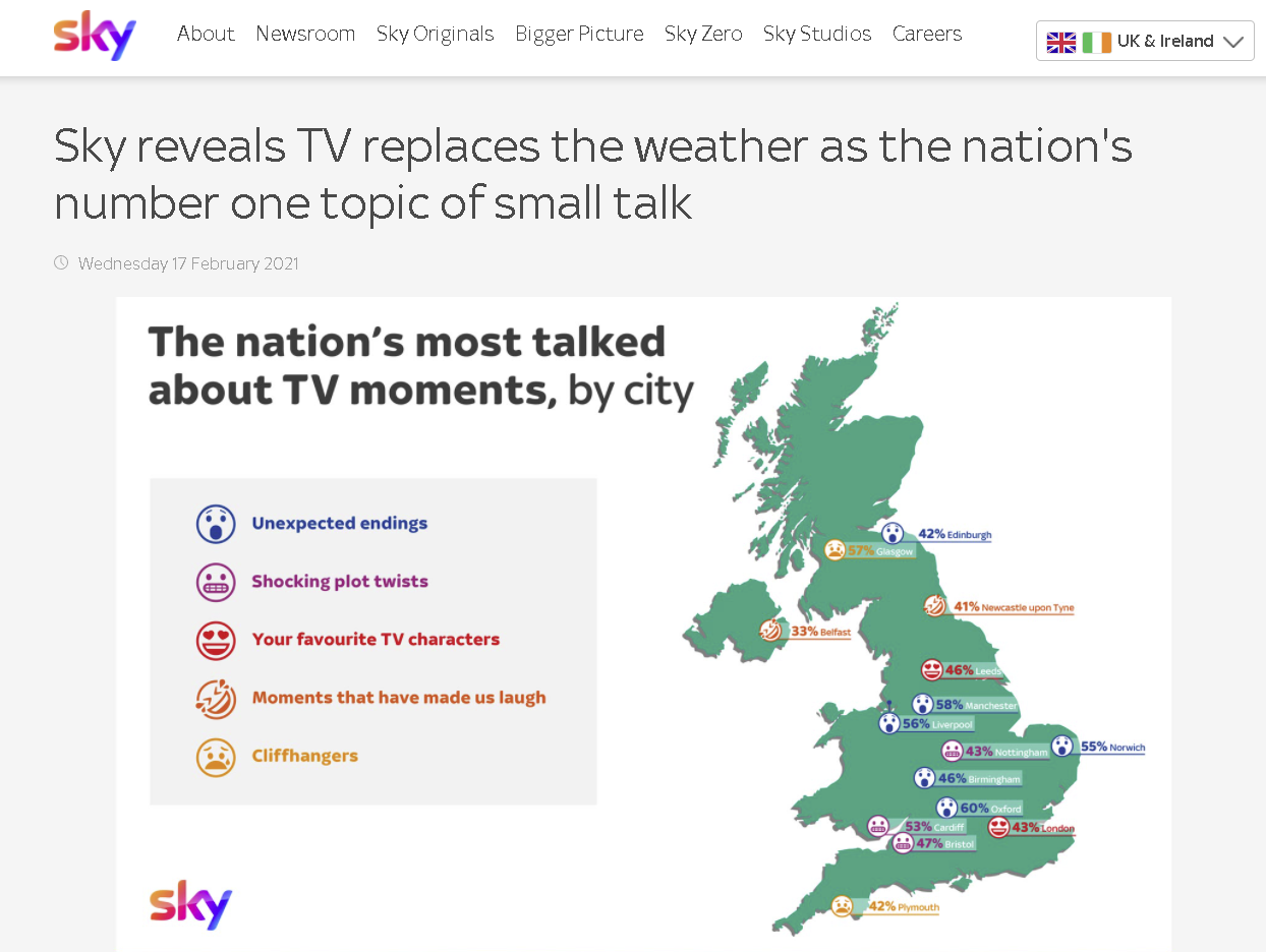 Screenshot of Sky's 'Small Talk' campaign