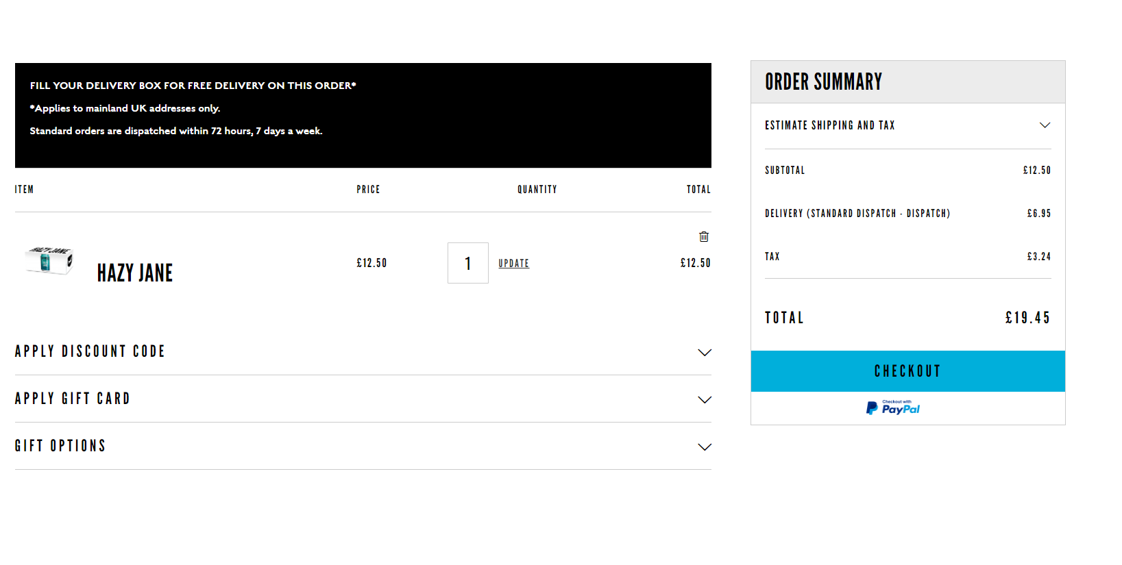 Screenshot of BrewDog's checkout screen