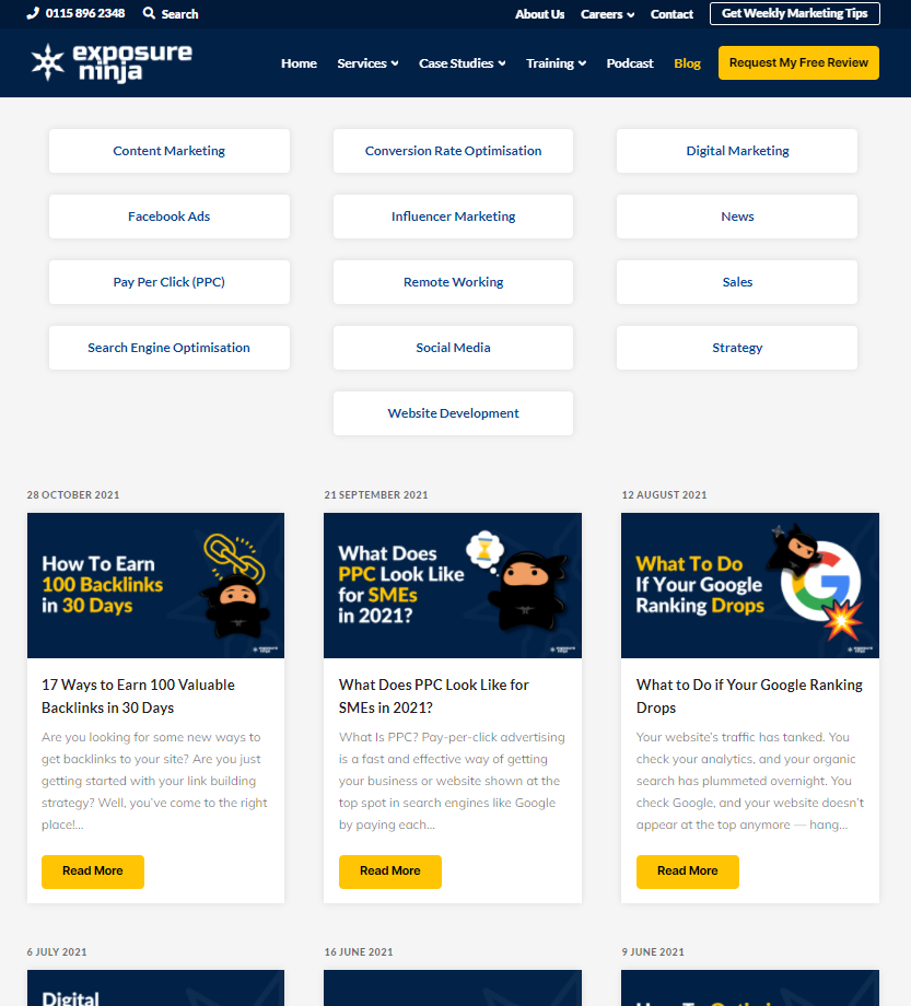Screenshot of the Thinkplus blog