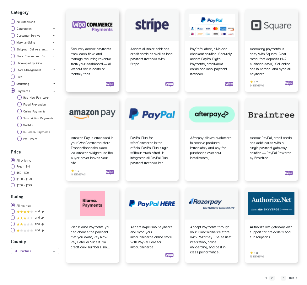 Screenshot of the WooCommerce payment options