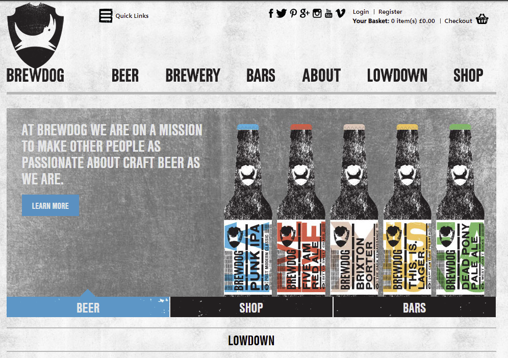 Screenshot of Brewdog's 2014 website