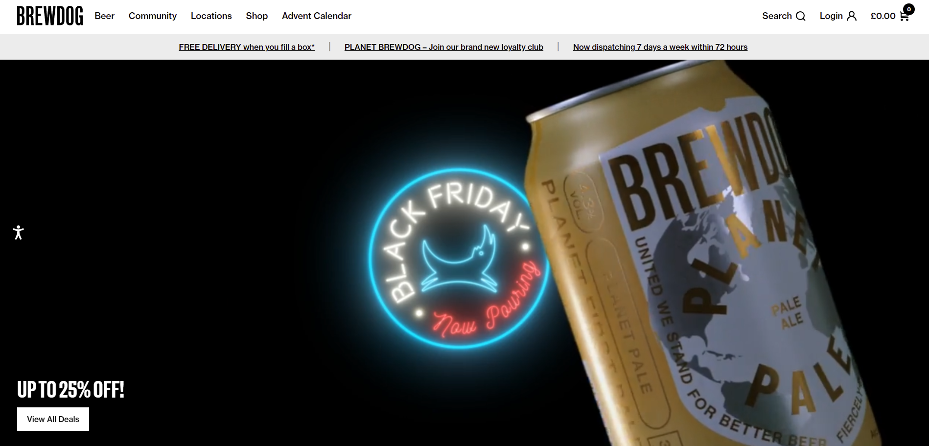Screenshot of Brewdog's 2021 website