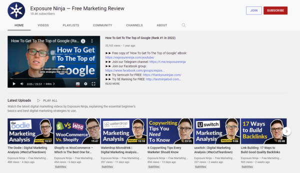 Screenshot of the Thinkplus YouTube channel