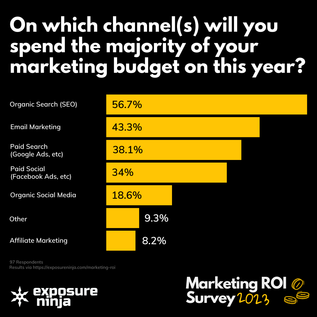 Survey results for the question - Which channel(s) are you planning to spend the majority of your marketing budget on this year?