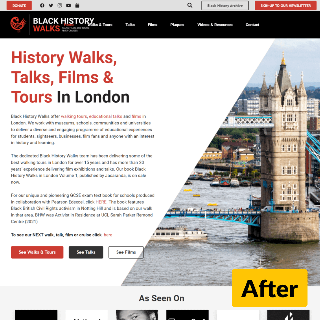 Screenshot of the Black History Walks after the redesign.