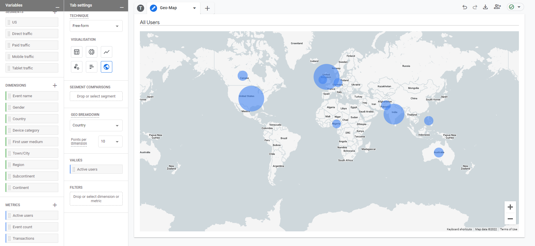 Geo-map in reports