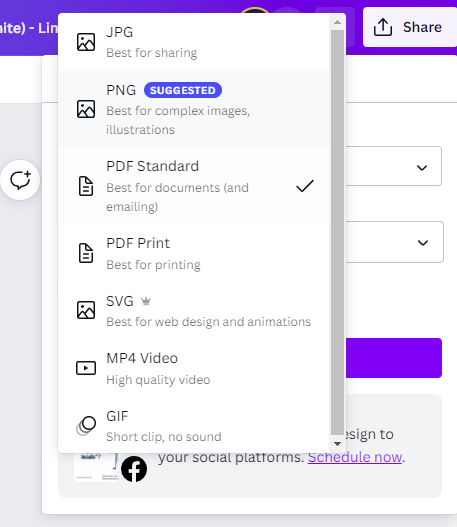 Save your document in Canva as PDF standard