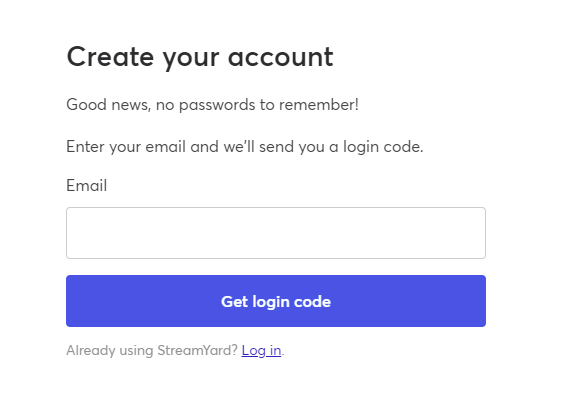 Set up an account with Streamyard