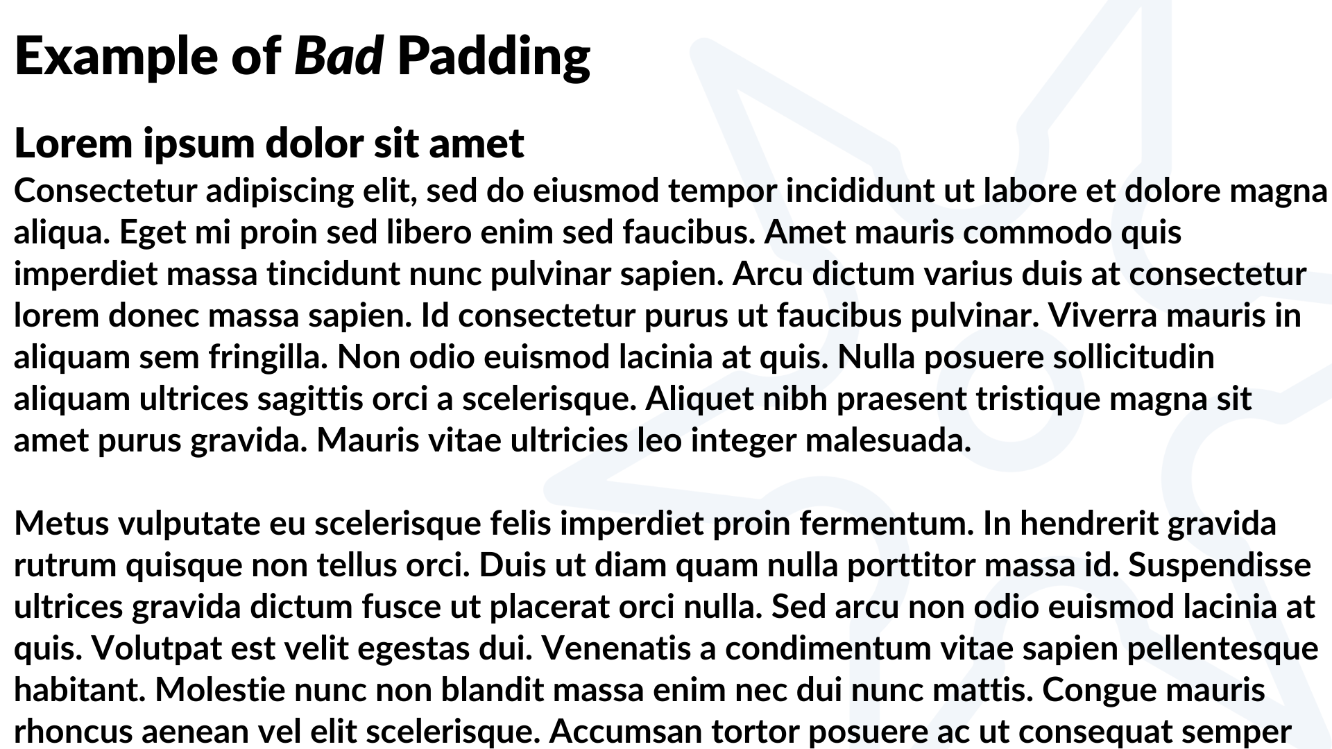 This image includes example latin text. The text reaches both side of the image, with no borders. It looks cramped