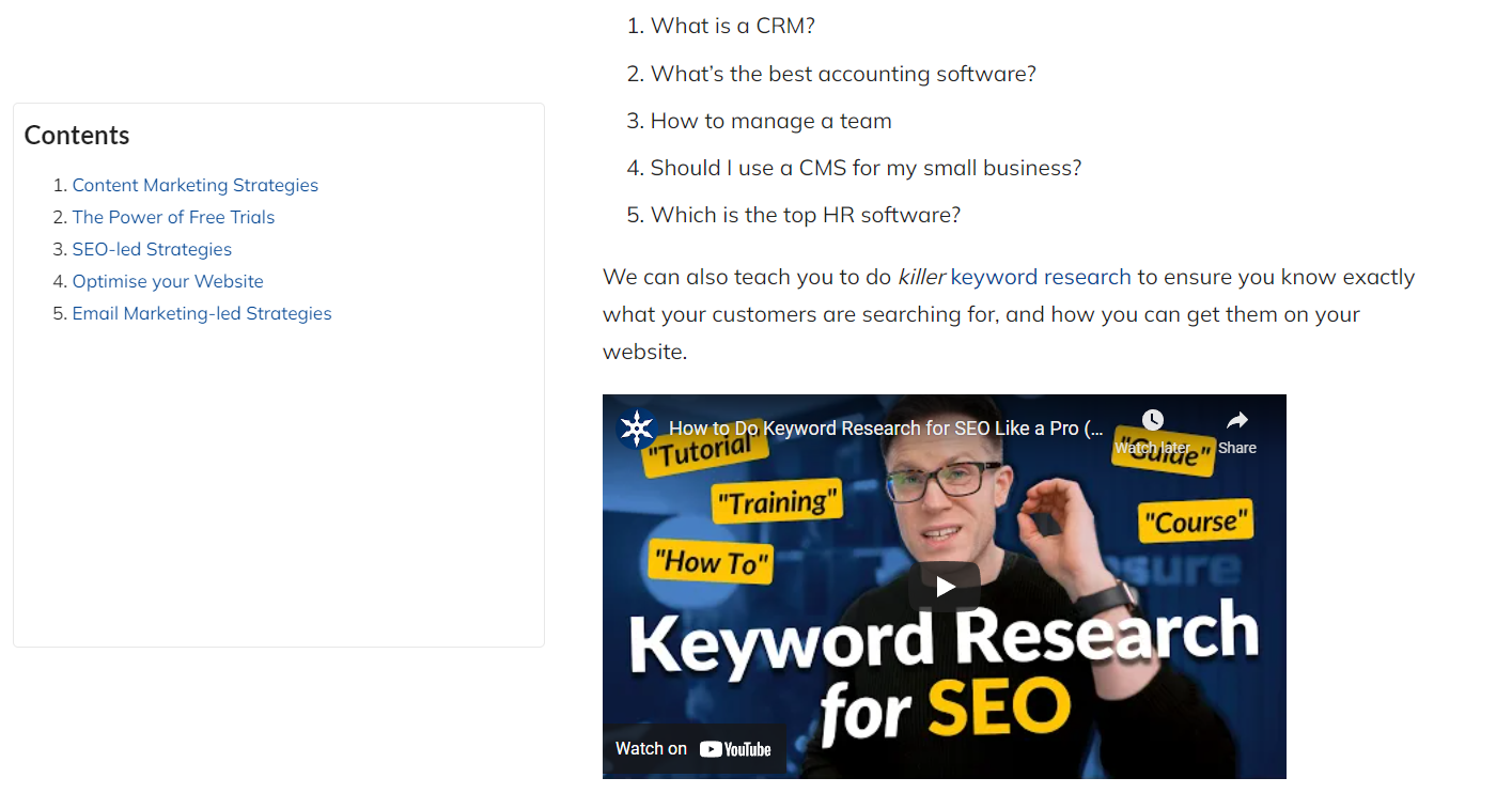 Example of a video embedded into a blog post