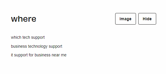 Example of search results from Answer the Public