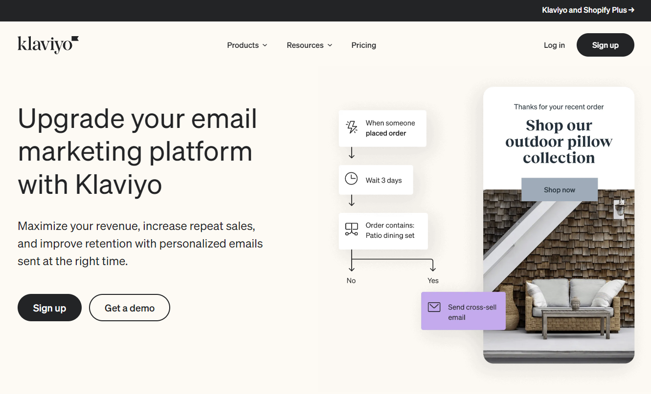 Screenshot of Klaviyo