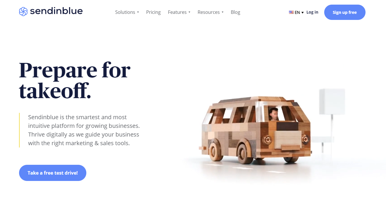 Screenshot of the Sendinblue website