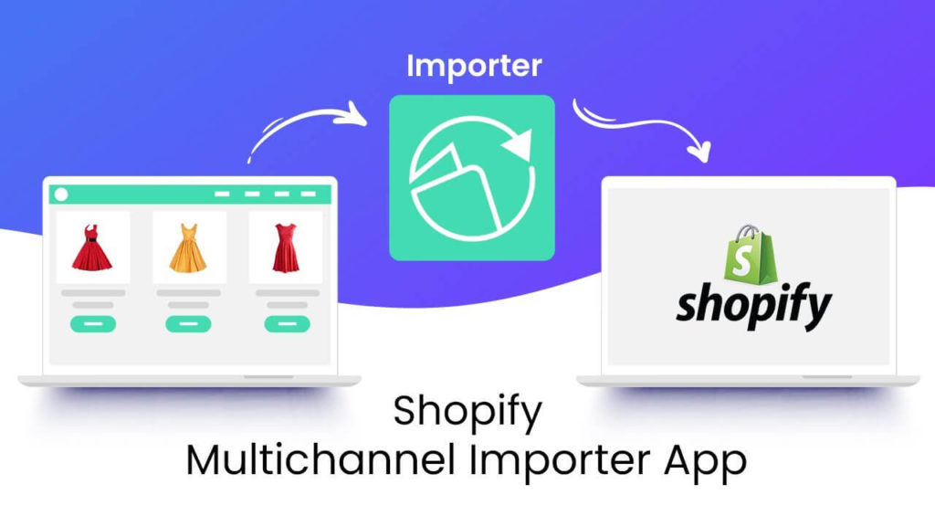 Graphic promoting the Shopify Multichannel Importer tool.