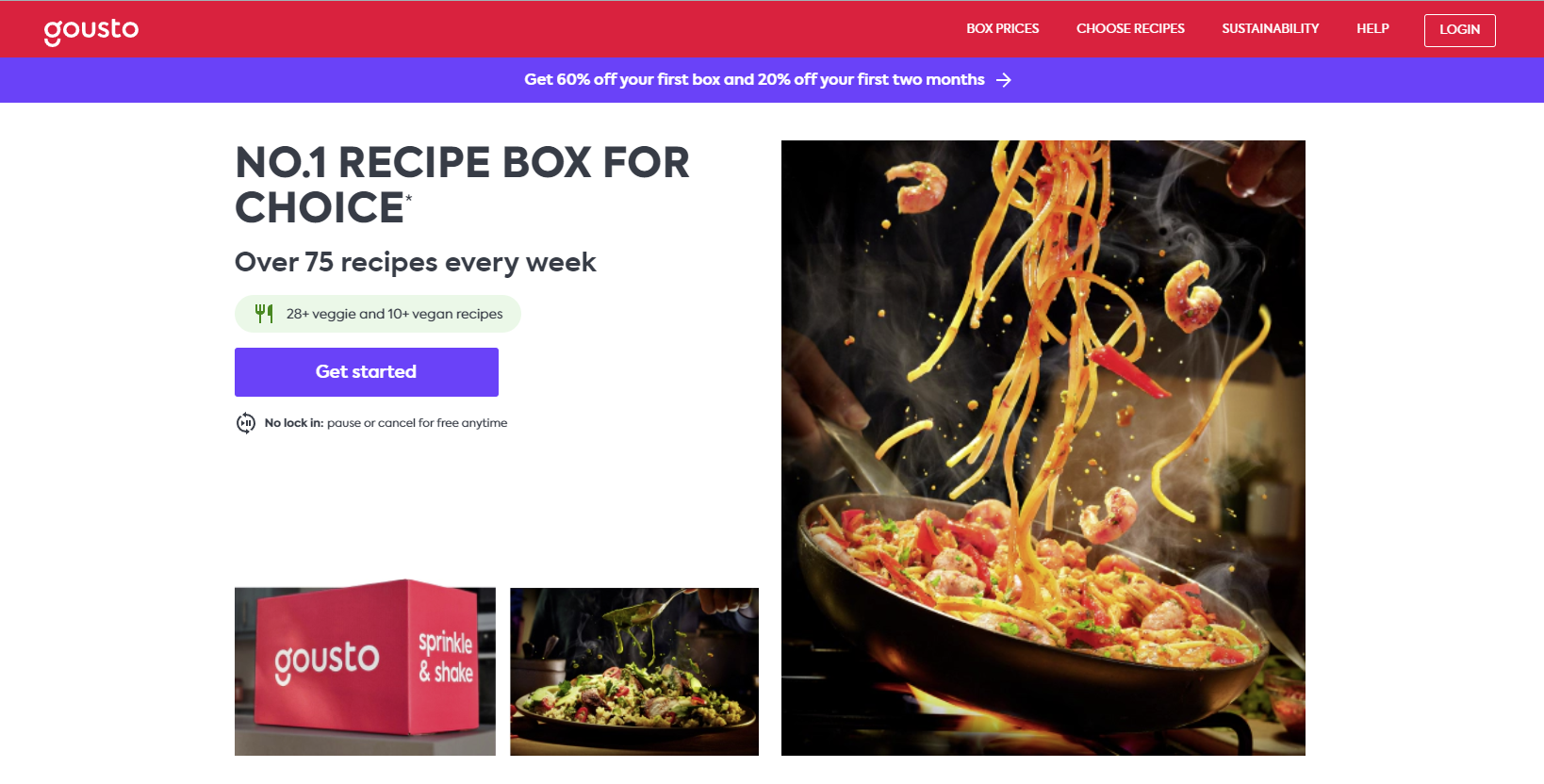 Screenshot of the Gousto website