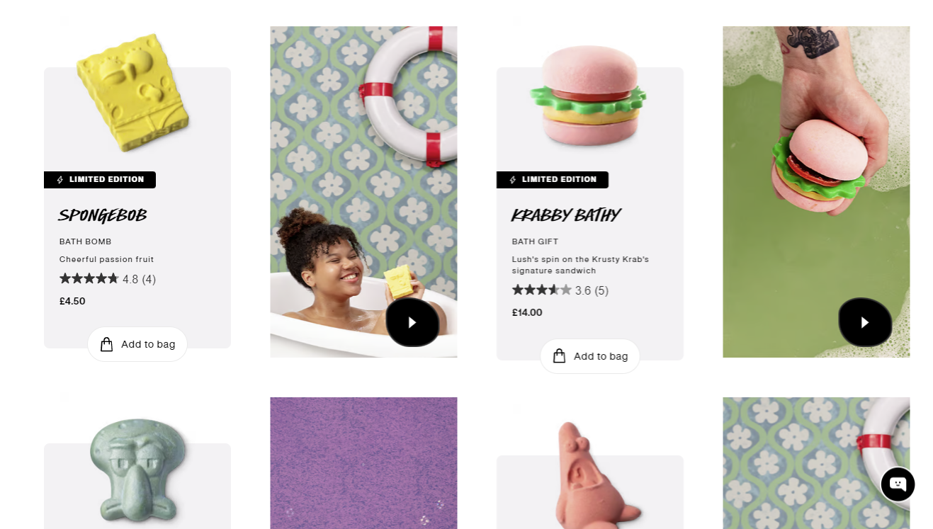 Screenshot of the Lush website