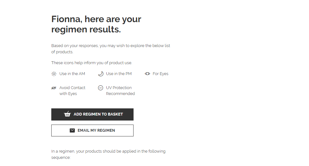 Screenshot of The Ordinary's quiz results