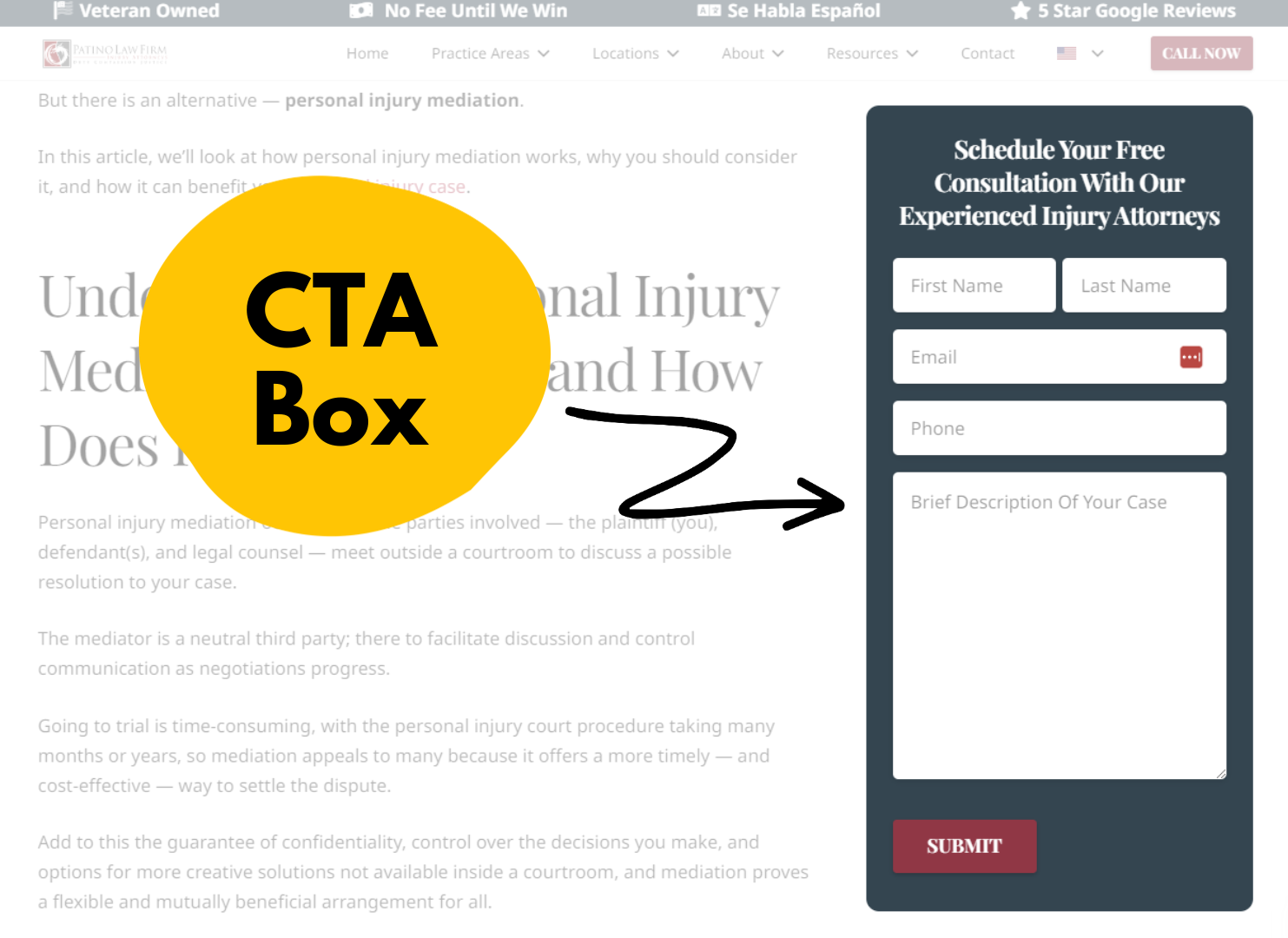 Screenshot of a CTA box
