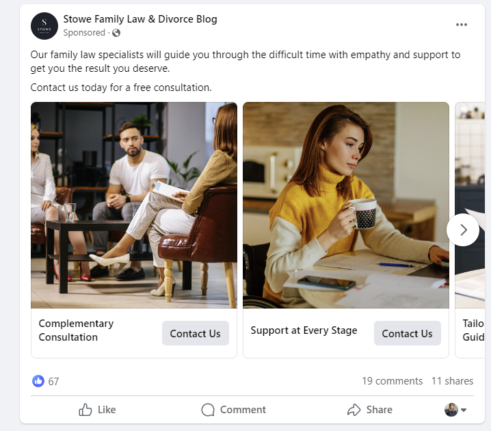 Example of retargeting ads on Facebook