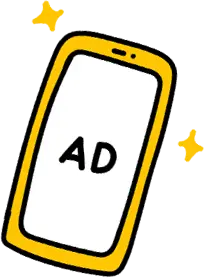 Drawing of an ad in a cellphone.