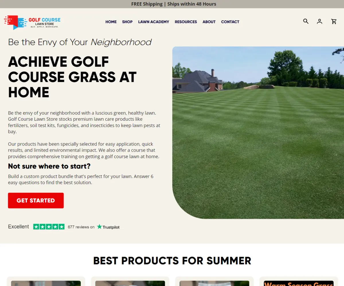 Screenshot of the Golf Course Lawn website.