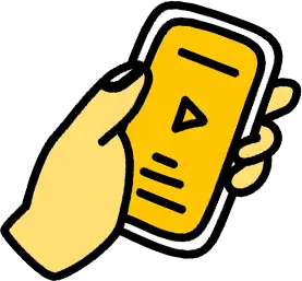 Drawing of a hand holding a phone.