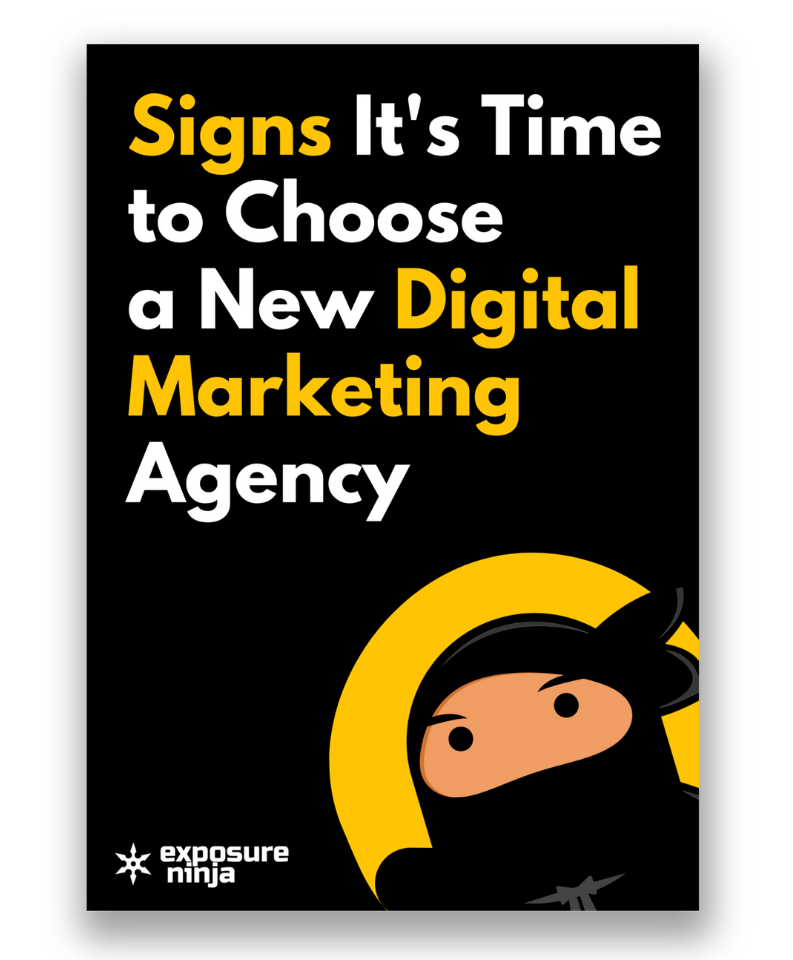 Front cover of Thinkplus's "Signs It's Time to Choose a New Digital Marketing Agency" guide.