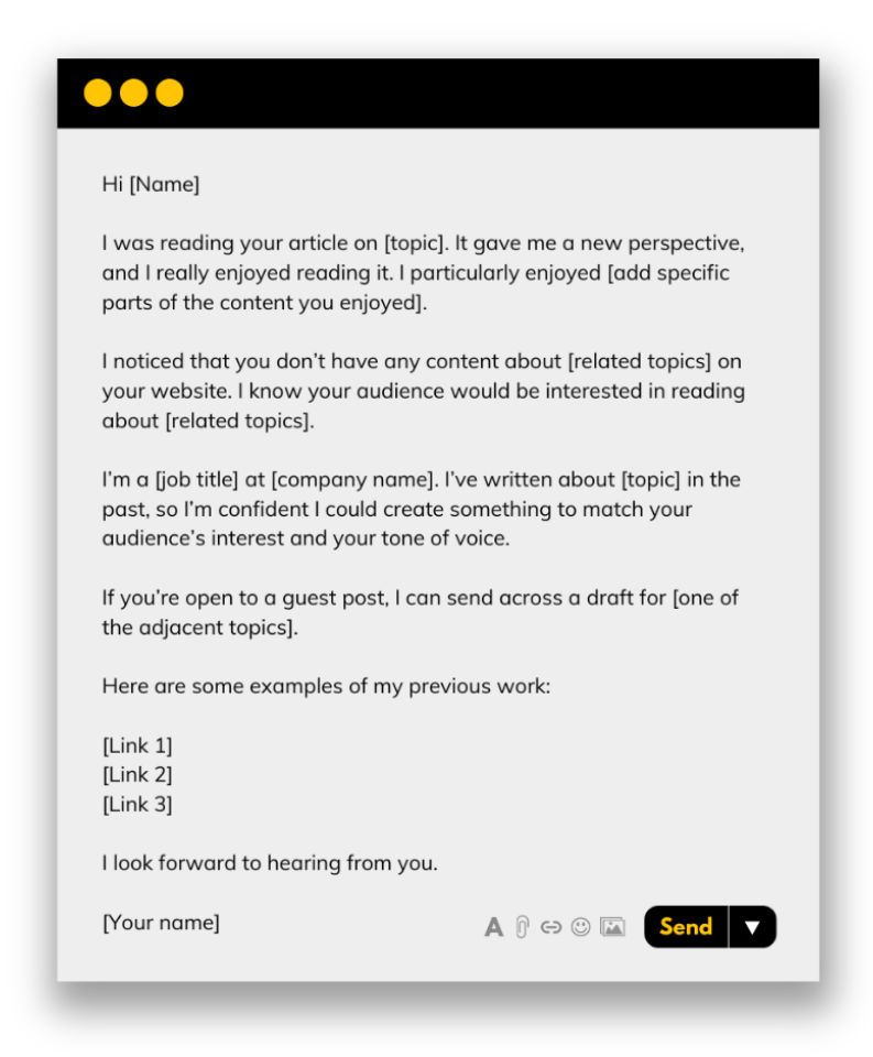 Screenshot of email outreach templates.