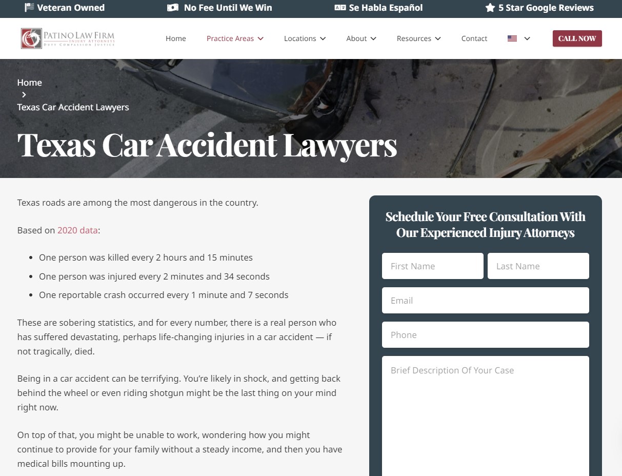 Image of a local page for Texas car accident lawyers