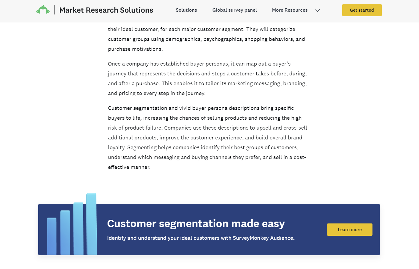 Screenshot of a blog from Survey Monkey