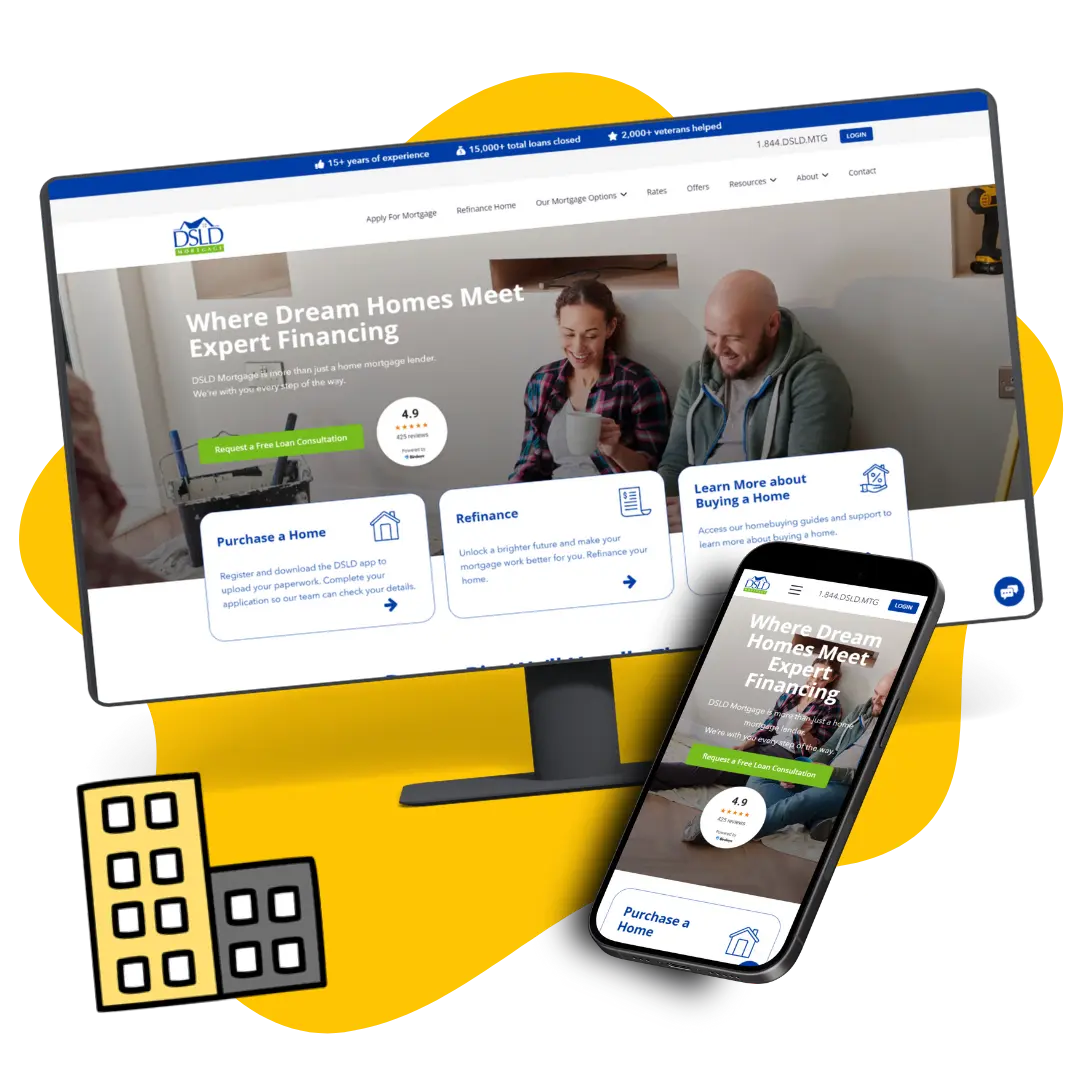 Graphic showing the DSLD Mortgages website.