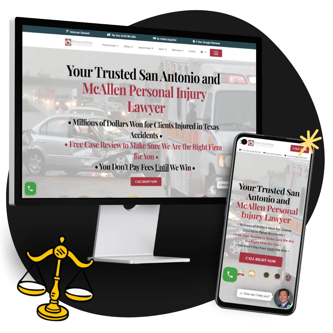 Graphic showing the Patino Law Firm website.